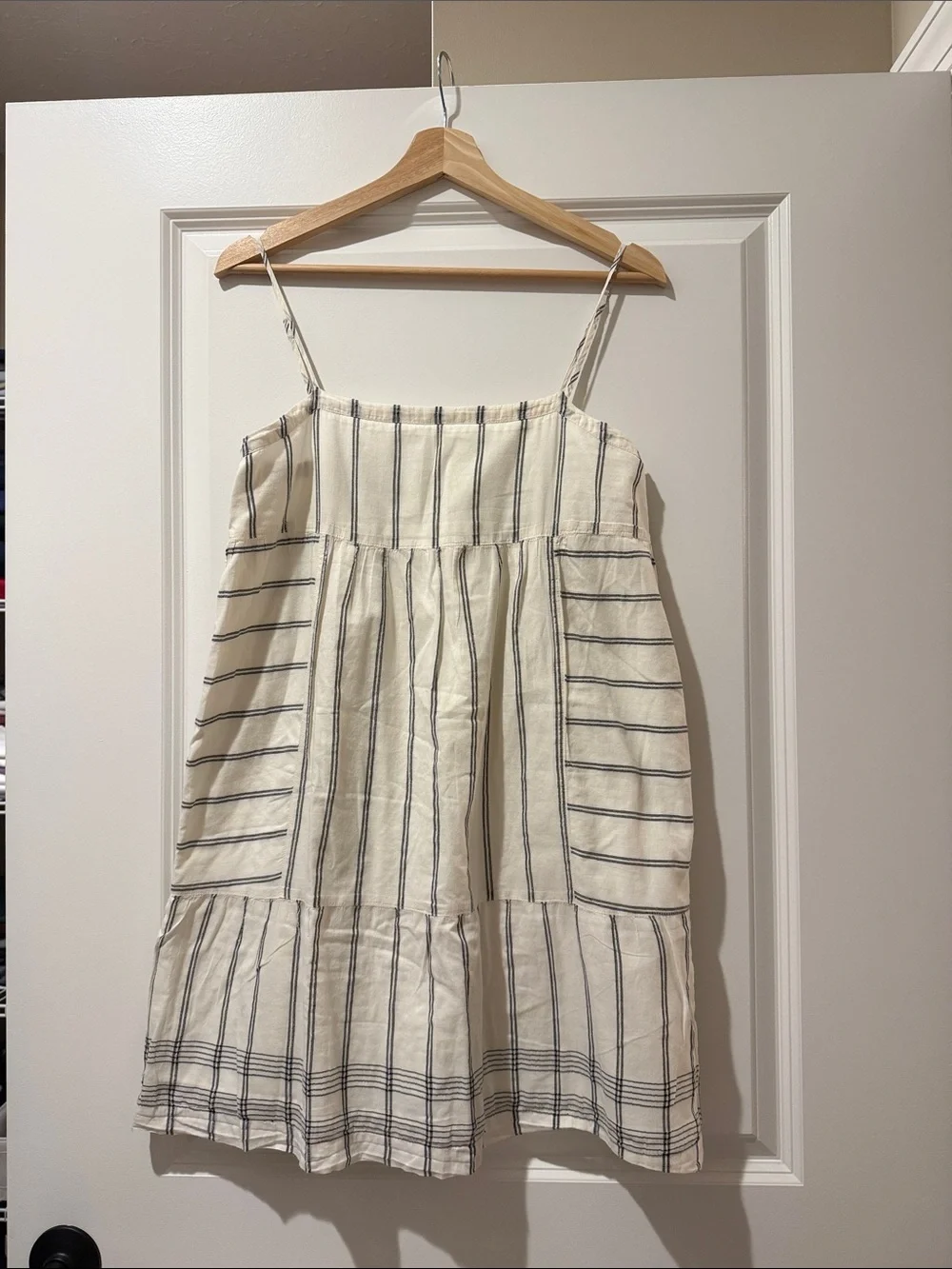J.Crew Striped Cream Sundress with Spaghetti Straps